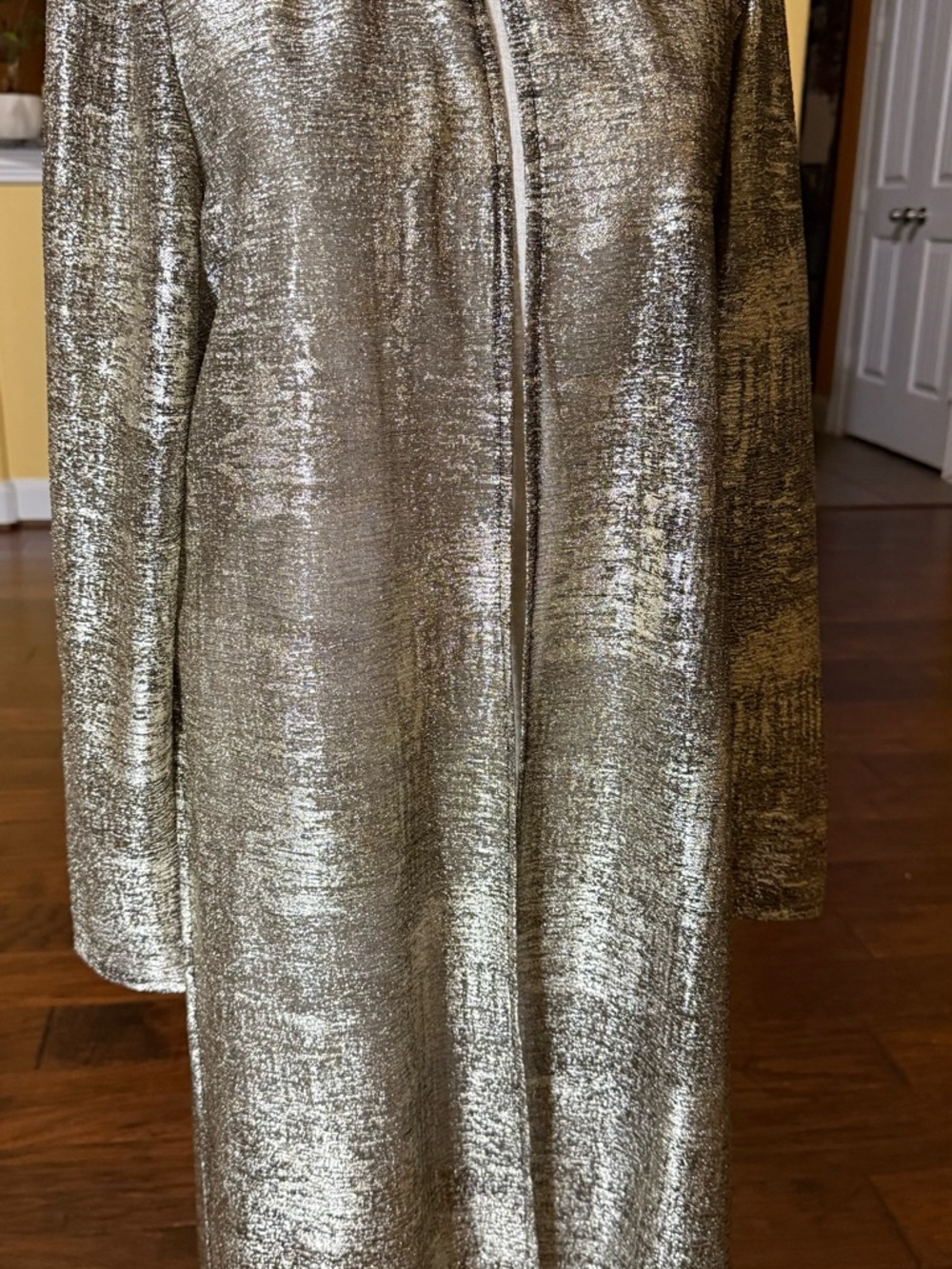 Anne Klein Beautiful Metallic Silver Long Cardigan